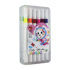 Estuche transparente con 12 marcadores plumones zishu color marker doble punta de colores / zs-240 12 colors
