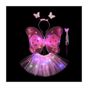 Falda tutú con alas de mariposa tela con luces led y accesorios, variedad de colores / lu8638 / X073