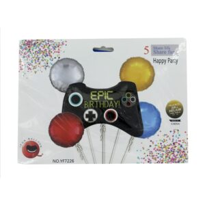 Paquete con 5 globos metálicos con temática gamer epic birthday! para fiesta / af0369