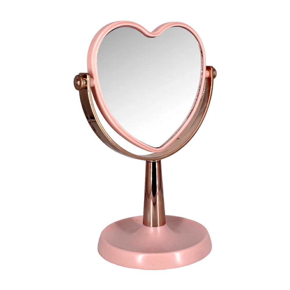 Espejo para tocador con doble vista y base en forma de corazón