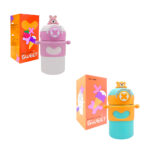 Termo botella infantil con diseño de animalitos, 500ml, con popote, correa y decoracion en 3d de animal de plástico variedad de modelos / cup-7994 / hb-7994