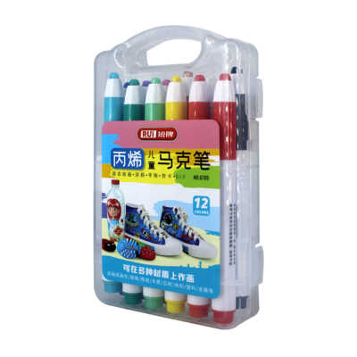Estuche con 12 plumones acrílicos con punta de 2mm, variedad de colores / rui 6705