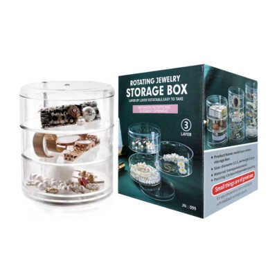 Joyero alhajero transparente giratorio de 3 niveles / storage box / 80802