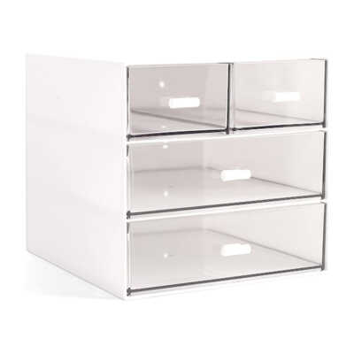 Organizador transparente desmontable con 4 cajones y 16 compartimientos para cosméticos y accesorios / 80805