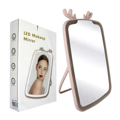 Espejo rectangular con luz led y orejitas desmontables, variedad de colores / led makeup mirror