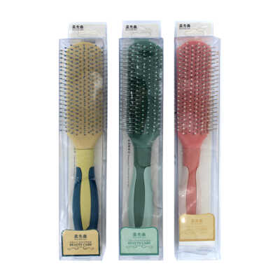 Cepillo rectangular de plástico para el cabello, variedad de colores / 8543-54