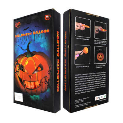 Caja con 20 globos en forma de calabaza con luz led y bomba manual de aire / halloween balloon