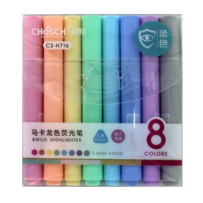 Paquete 8 marcatextos en tonos pastel, variedad de colores / cs-h716