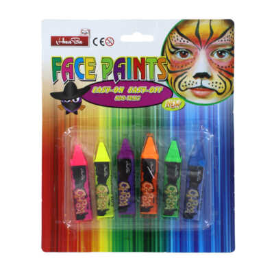 Blíster 6 crayones pinta caritas, variedad de colores / face paints hfy-9437