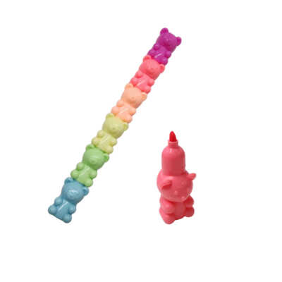 Set de 6 marca textos con diseño de osos en tonos pastel, have a good day, variedad de colores / js-083