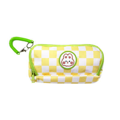 Lapicera colorera de plástico 2 compartimentos con diseño kawaii + llavero de resorte, variedad de colores / zy-c105