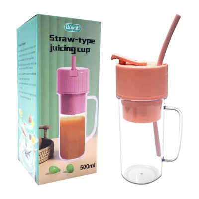 Vaso licuadora portátil juicing cup capacidad de 500ml con popote, variedad de colores / gzd-1315