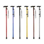 Bastón ortopédico plegable de aluminio con detalle en dorado, variedad de colores / adjustable metal folding cane / 23-gz-007 / 23-gz-009