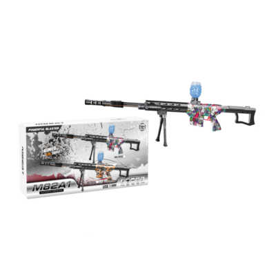 Pistola / rifle m82a1 de juguete con balas de hidrogel 7-8mm, accesorios ensamblables, disparo automático y diseño grafiti de cráneo arcoíris / 767d