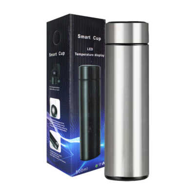 Termo metálico liso de acero inoxidable con medidor digital de temperatura e infusor 500ml, variedad de colores / 304