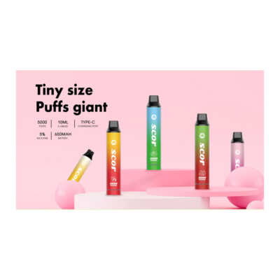 Cigarro electrónico recargable de 5000 puffs con 10ml y 5% nicotina / vookbar / scor, variedad de sabores / cig. scor