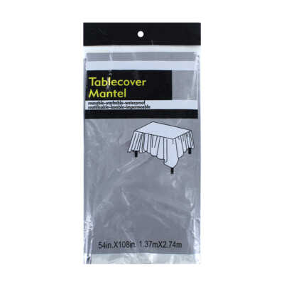 1pza Mantel liso metálico plateado 1.37x2.74m / ml-1018
