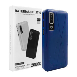 Power bank batería portátil con lámpara y 3 puertos usb 20000mah, variedad de colores / pb-015a
