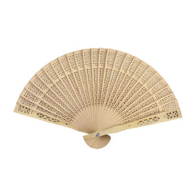 1pza Abanico de madera con diseños perforados 20cm