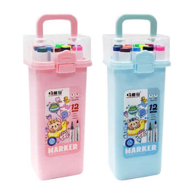 Estuche con 12 marcadores plumones chenguan de colores con doble punta / 12 colors marker