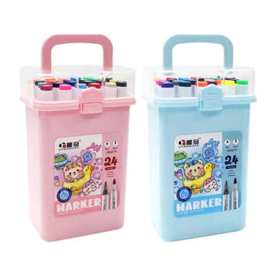 Estuche con 24 marcadores plumones chenguan de colores con doble punta / 24 colors marker