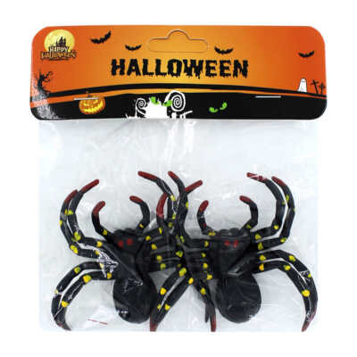 Paquete 2 arañas de plástico para decoración de halloween / happy halloween