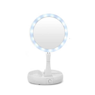 Espejo circular led con aumento y base plegable / my fold jin ge / jg-988