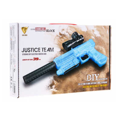 Pistola de juguete recargable de hidrogel eléctrica 39cm justice team ass ault con accesorios en color negro con rojo / g910a