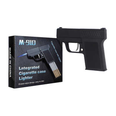 Cigarrera con encendedor de resistencia recargable en forma de pistola / m-910