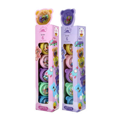 Blíster 6 marcatextos desmontables con diseño de ositas con figuras encapsuladas, variedad de colores / md-125c