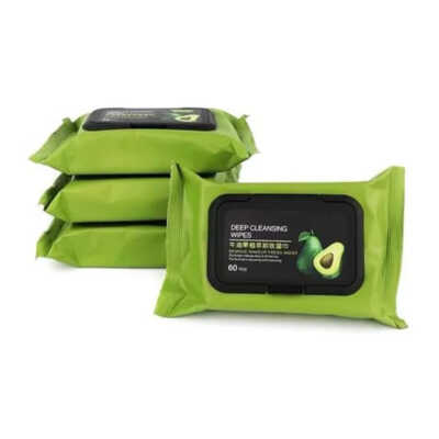Paquete con 60 toallitas húmedas desmaquillantes con extracto de aguacate / gb15979