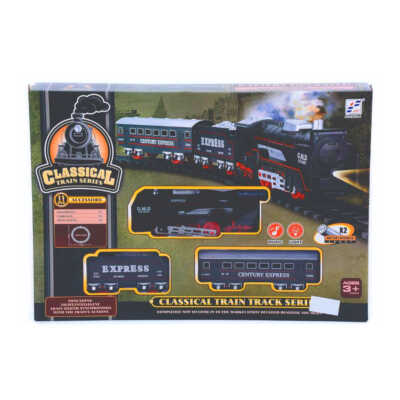 Locomotora / tren clásico de juguete con 2 vagones y 8 rieles para crear una pista con luz y sonido / classical train series / 19058-1