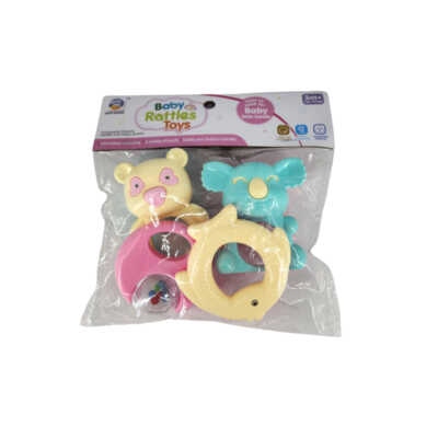 Paquete 4 sonajas con diseño de animales para bebé, variedad de colores / baby rattles toys / yy-q17