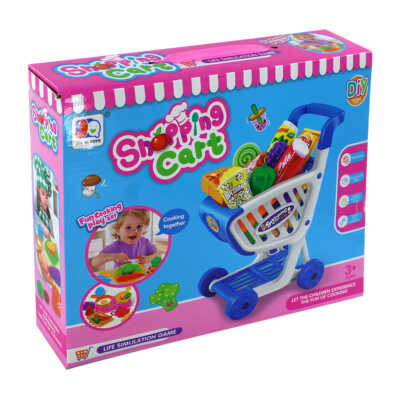 Carrito de juguete para supermercado con accesorios tipo comida, variedad de colores / 688-109a