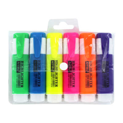 Blíster de 6 marcatextos fluorescentes de colores / aiyibu / a-808