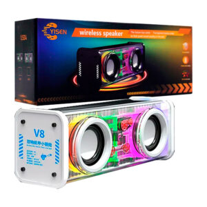 1pza Bocina inalámbrica, recargable, rectangular, con iluminación rgb, diseño tipo industrial y botones de reproducción laterales, variedad de colores / 1800mah / yjs014