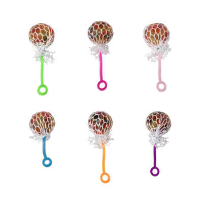 1pza Pelota pequeña antiestrés de red con bolitas de hidrogel, variedad de colores / lc-d0369