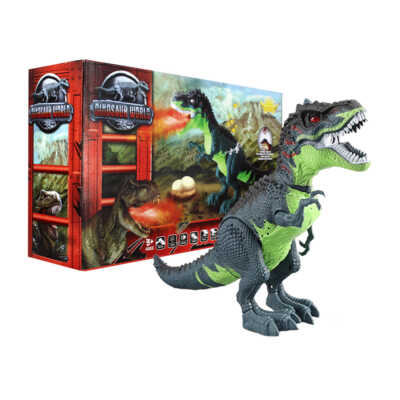 Dinosaurio de juguete lanzador de spray con movimiento, luz, sonido y 2 huevos / dino valley