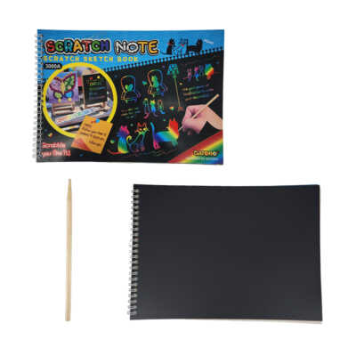 1pza Libreta mágica arcoíris scratch grande con 10 hojas / 3000a / wh-755