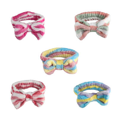 1pza Banda / diadema sujetadora para el cabello afelpada con moño diseño de rayas, variedad de colores / cx-p876