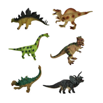 Paquete 6 dinosaurios medianos de plástico, variedad de modelos / dinosaur playset / km1581131