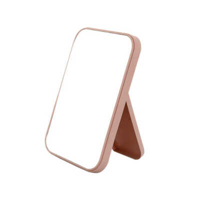 Espejo rectangular de plástico con bordes redondos, soporte para escritorio y ranura para colgarlo / zy-wd09