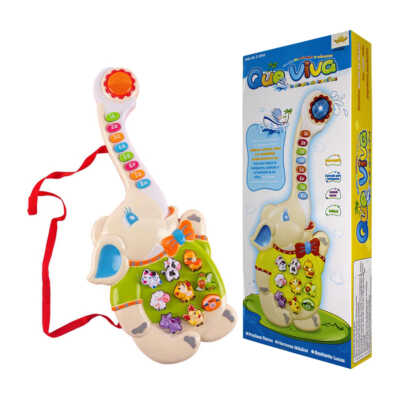 Guitarra interactiva de juguete en forma de elefante con luz y sonido / cy-6059c