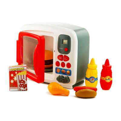 Mini microondas de juguete con accesorios y alimentos / microwave oven