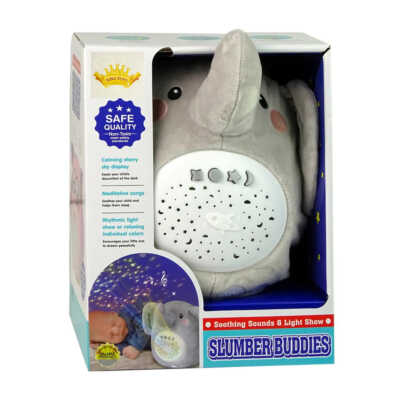 Peluche afelpado educativo para bebes en forma de elefante con proyector de luz nocturna y canciones de cuna / slumber buddies / sl88016