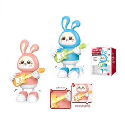 Conejo juguete de pilas con guitarra tiene luz y sonido rabbit guitarist, variedad de colores / kx213094