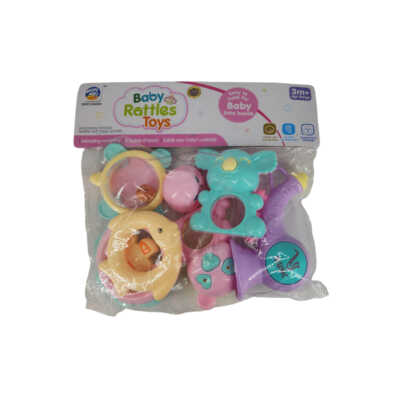 Paquete 5 sonajas con diseño de animalitos, variedad de colores / baby rattles toys / 1068