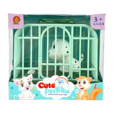 Juguete mascota en forma de perro en jaula con luz y sonido / cute pettribe / zh998-21
