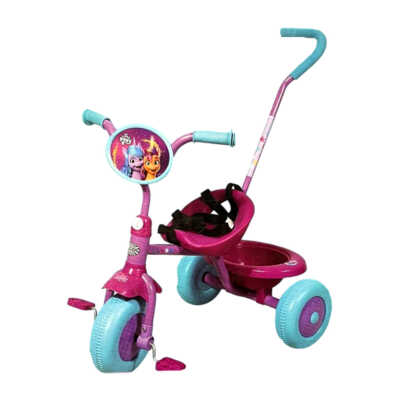 Triciclo montable metálico con diseño de my little pony, canasta, guía y cinturón de seguridad / my little pony / 11581-mlp
