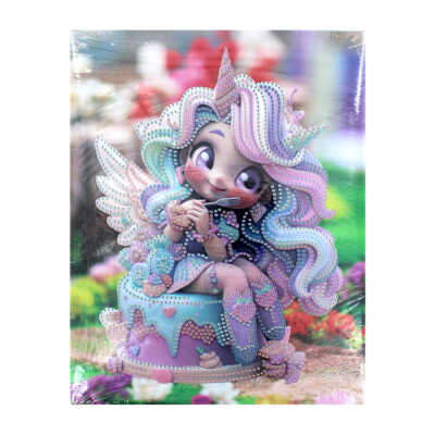 Cuadro tipo lienzo con estampado de personajes kawai de fantasía para llenarlo con diamantes de colores 23x30cm, variedad de diseños / 12896